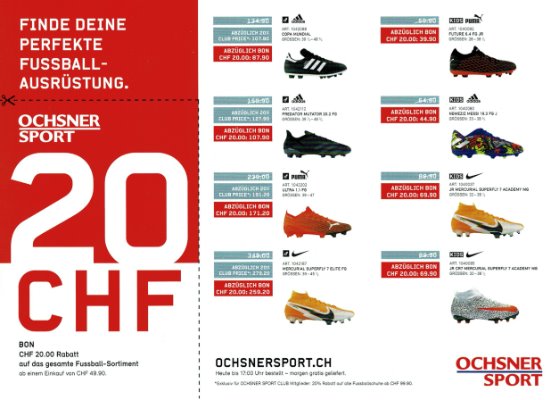 Gutschein-Aktion von Ochsner Sport